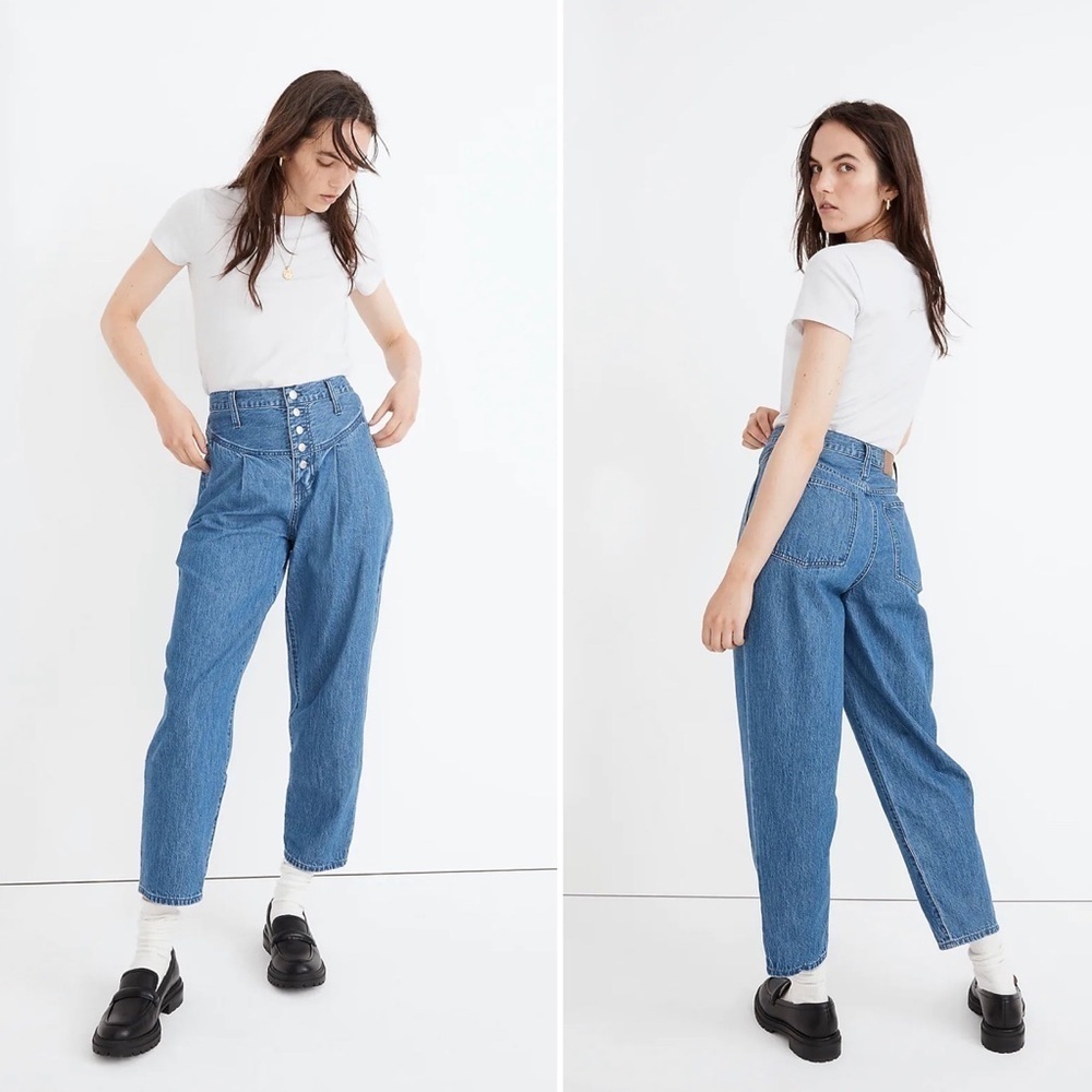 Madewell New Tapered Yoke Jeans in Steinbeck Wash Denim Steinbeck Wash 28 nwt